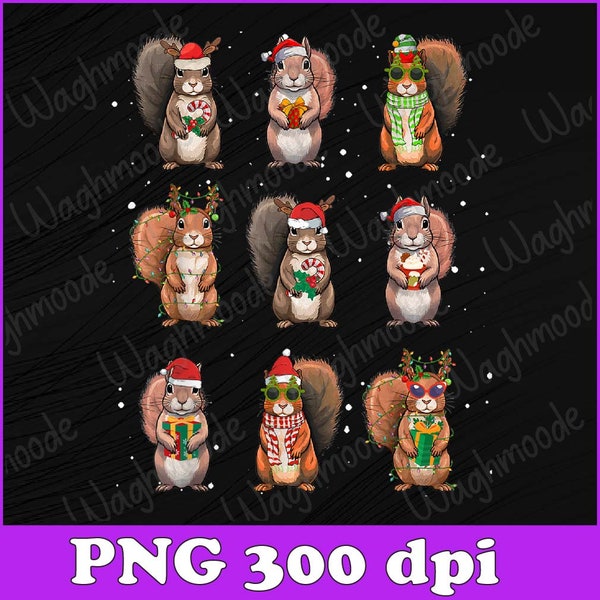 Squirrels Christmas Lights Png, Funny Squirrel Lover Pajama Png, Squirrel Lover Png, Matching Christmas Png, Animal lover Png