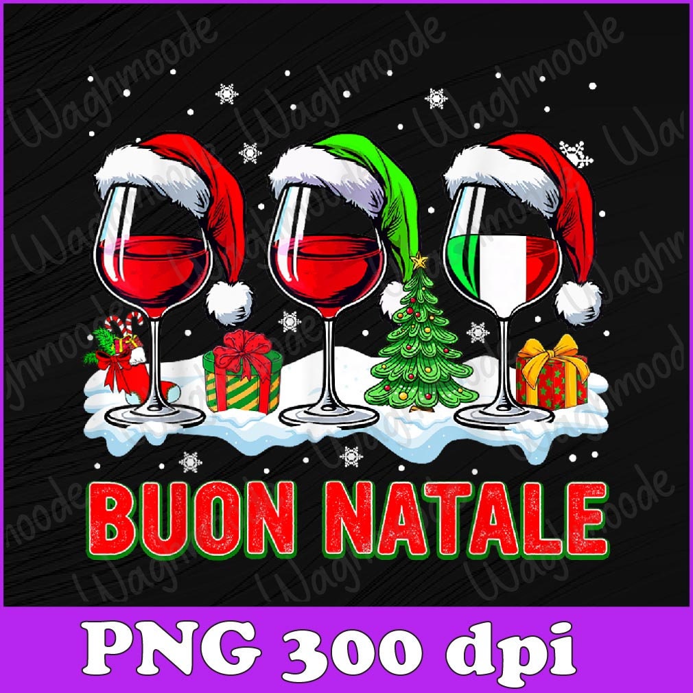 Buon Natale Png, Merry Christmas Png, Italian Three Wine Glasses Png ...