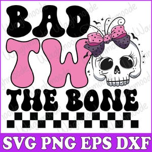 Bad Two The Bone Birthday 2nd Toddler Halloween Birthday Kid Svg, Bad Two The Bone Svg, Bad Two The Bone Birthday Skeleton Svg