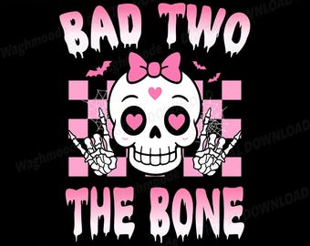 Décorations de fête Bad Two The Bone pour anniversaire de 2 ans, SVG, squelette d'anniversaire Bad Two The Bone, SVG, PNG, DXF, EPS, téléchargement numérique