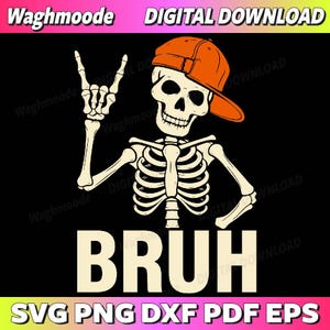 Cool Bruh Skeleton Rock On Halloween Men Boys Kids Svg, Spo-oky Skeleton Svg, Boy Boo Ghost Halloween Svg, Png, Dxf, Eps, Instant Download