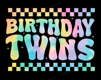 Birthday Twins Retro Matching Twin Birthday Boys Girls Png, Birthday Twin Png, Funny Birthday Twins Png, Birthday, Sibling Birthday Party