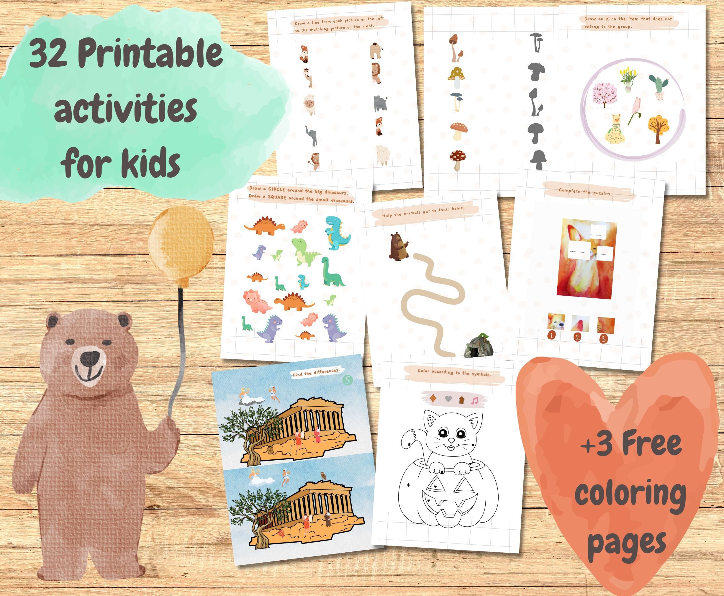 35 Printable Activity Pages for Kids Pre school Activity Bundle Busy