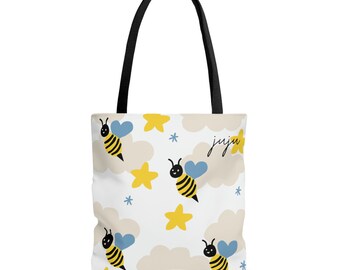Bees in the sky | Shopping bag | Grocery bag | Beach Bag | Baby Bag | Errands Bag | Everyday Bag | Aesthetic | Colorful
