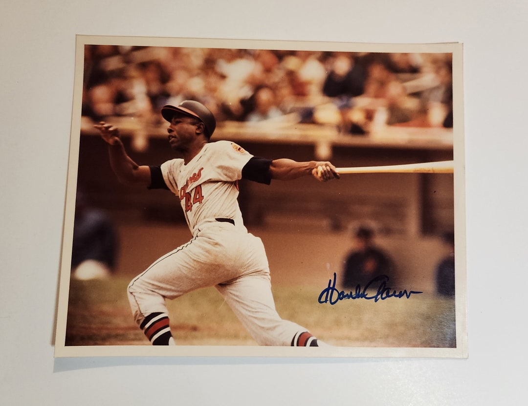 Vintage Hank Aaron Signed Baseball Photo Etsy