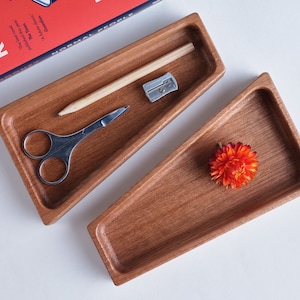 Solid Tasmanian Oak Wood Jewelry Storage Tray | Wooden Bedside Catchall Tray | Tray For Jewelry