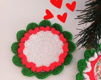 Crochet Coaster Pattern – Easy Floral Mug Rug (English PDF Download)