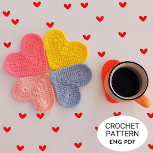 Häkelherz Untersetzer Muster | Einfach und schnell DIY Wohnkultur | Valentinstag Geschenk Liebe Handgemacht Idee Easy To Follow Tutorial Englisch PDF