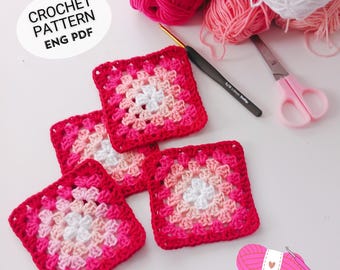 Easy Granny Square Crochet Pattern | Beginner Motif (English PDF Pattern),