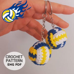 Crochet Volleyball Keychain Patterns | Easy DIY Crochet Sport Charms | Handmade Gifts |  Easy To Follow Tutorial English PDF  Voleyball Love
