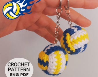 Crochet Volleyball Keychain Patterns | Easy DIY Crochet Sport Charms | Handmade Gifts |  Easy To Follow Tutorial English PDF  Voleyball Love