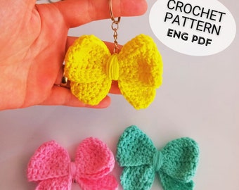 Easy Crochet Bow Pattern | DIY Hair Clip, Keychain (PDF Pattern)