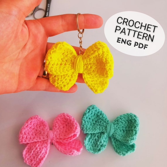 Easy Crochet Bow Pattern | DIY Hair Clip, Keychain (PDF Pattern)