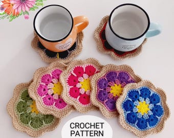 Crochet Coasters Pattern | African Flower Coaster | DIY Coaster Crochet Pattern |  Handmade Gift Idea | Easy To Follow Tutorial |English PDF