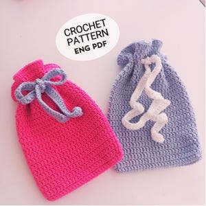 Schema per borsa con coulisse all'uncinetto facile / Schema per borsa con coulisse all'uncinetto / Borsa regalo all'uncinetto / Tutorial facile da seguire / PDF in inglese / Termini USA