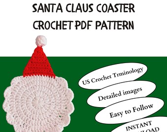 サンタクロース コースター 2枚 ハンドメイド Crochet Santa Claus Coaster | Crochet Christmas Ornaments