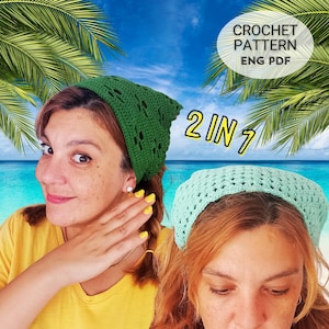 Crochet Bandana Pattern Bundle: 2-in-1 Hair Scarf (PDF Digital Download)