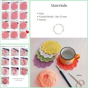 Simple Flower Coaster Crochet Pattern | Easy Tutorial (english PDF ...