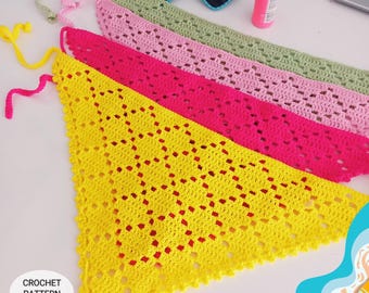 Padrão de bandana de crochê: Lenço de cabelo em formato de diamante (faça você mesmo) (Download em PDF)