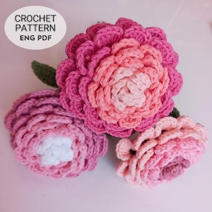 Kamelie Häkelmuster - Amigurumi Blumenstrauß Häkelanleitung, | DIY Einfache Blumen Häkelanleitungen leicht zu folgen Anleitung | Englisches PDF