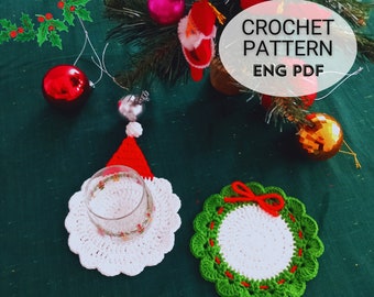 かぎ針編みのコースターパターン 2 in 1 クリスマスコースター