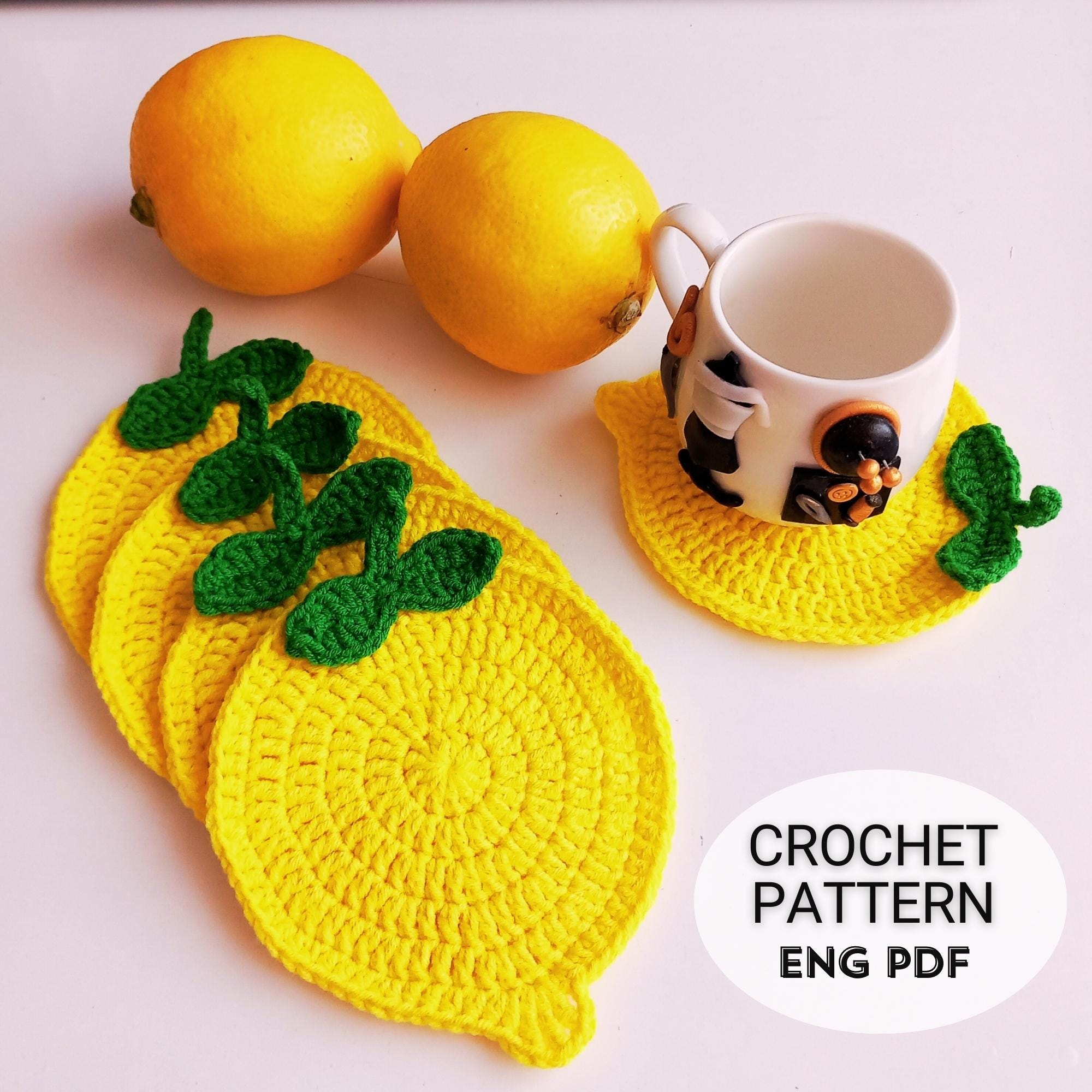 Crochet Lemon Coaster Pattern: Easy Fruit Coaster DIY (English PDF)