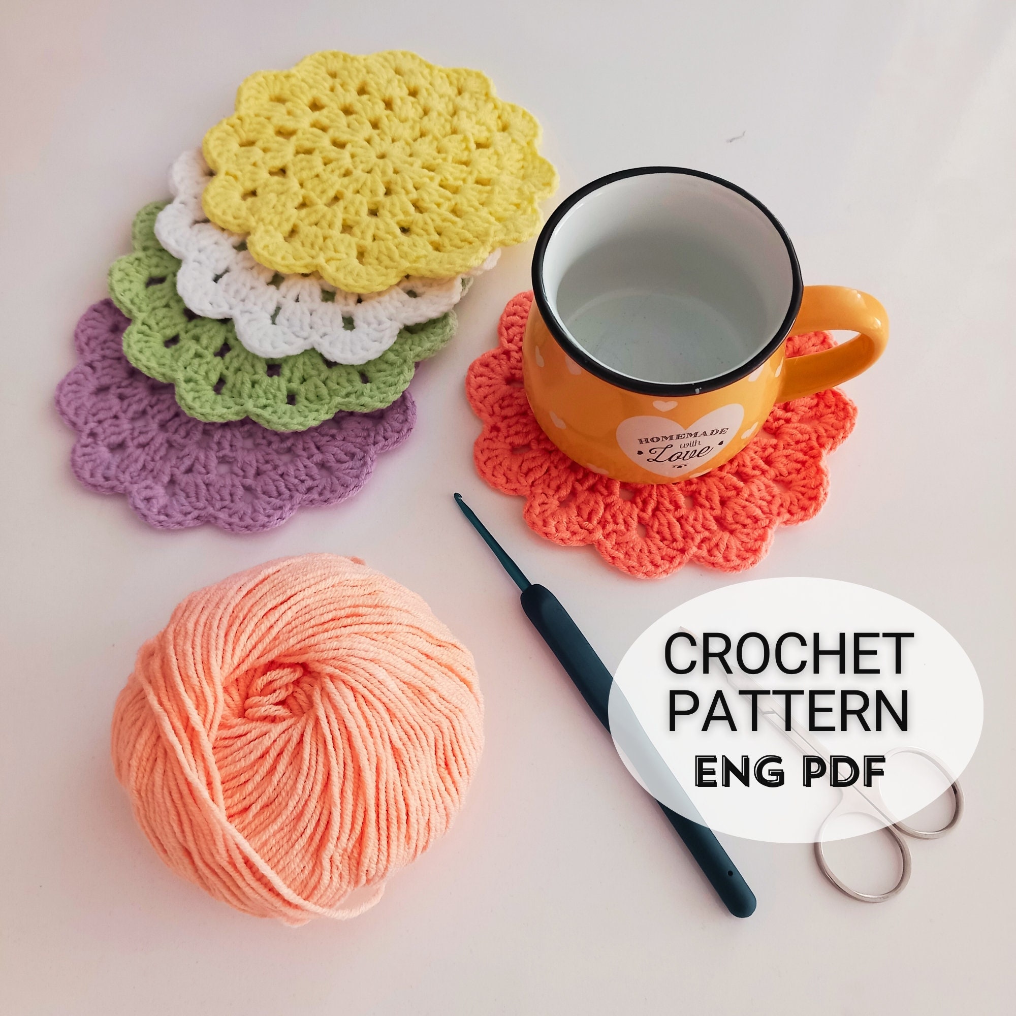 Simple Flower Coaster Crochet Pattern | Easy Tutorial (english PDF ...