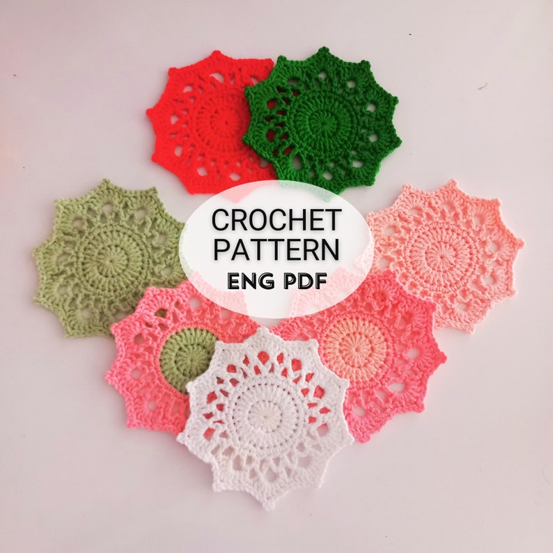 Crochet Coasters Pattern Mandala Coaster DIY Cute Coaster Crochet