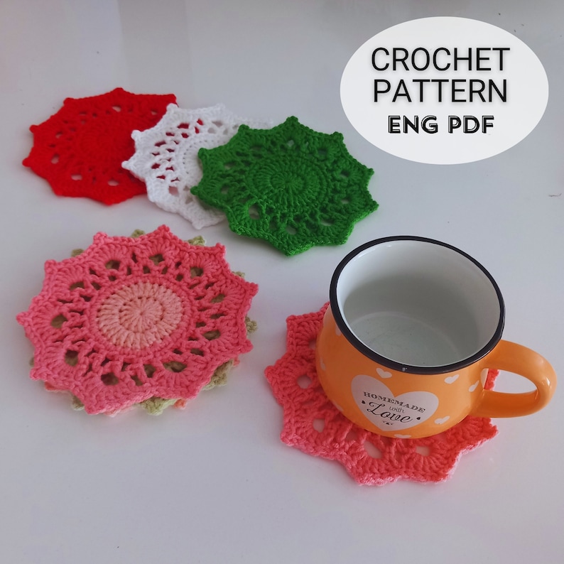 Crochet Coasters Pattern Mandala Coaster DIY Cute Coaster Crochet