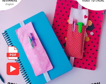 Pencil Holder Bookmark Sewing Pattern – Beginner-Video Tutorial - Friendly Pen Pocket (PDF Pattern)