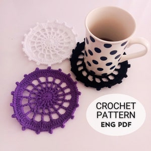 Crochet Spider Web Coaster Patterns Crochet Coasters Pattern | Crochet Halloween Pattern |Fall Gift Idea Easy To Follow Tutorial English PDF