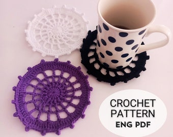 Crochet Spider Web Coaster Patterns | Crochet Coasters Pattern | Easy To Follow Tutorial (English PDF)