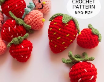 Crochet Strawberry Pattern: 3 Sizes, Step-by-Step Tutorial (PDF Download)
