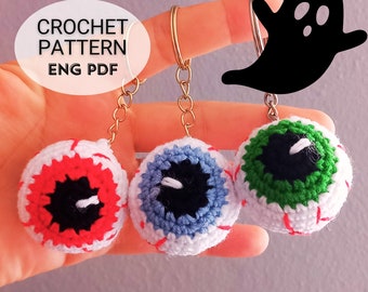 Crochet Eyeball Keychain Pattern: Halloween Decor (PDF Pattern)