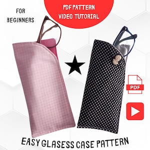 Patron d'étuis à lunettes FACILE pour les débutants|Tutoriel vidéo|Pochette à lunettes en tissu PDF Patron de couture|Étui à lunettes de soleil bricolage à la maison |Idée cadeau fait main