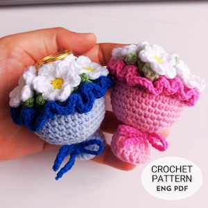 Gehäkelte Daisy Flower Bouquet Schlüsselanhänger Muster: Einfache Anleitung (PDF-Download