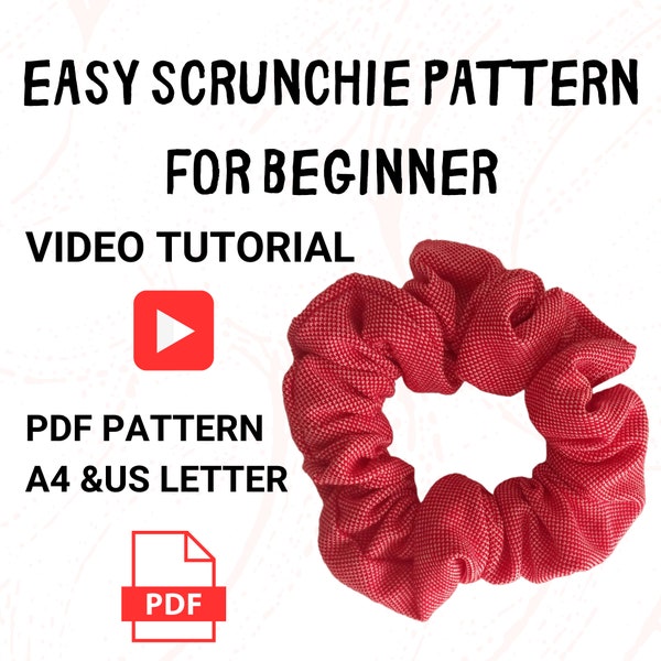 Scrunchie Sewing Pattern EASY For Beginners | Sewing Scrunchie | Beginner Sewing Pattern | How to Sew Scrunchy Sewing Patterns |Tutorial PDF