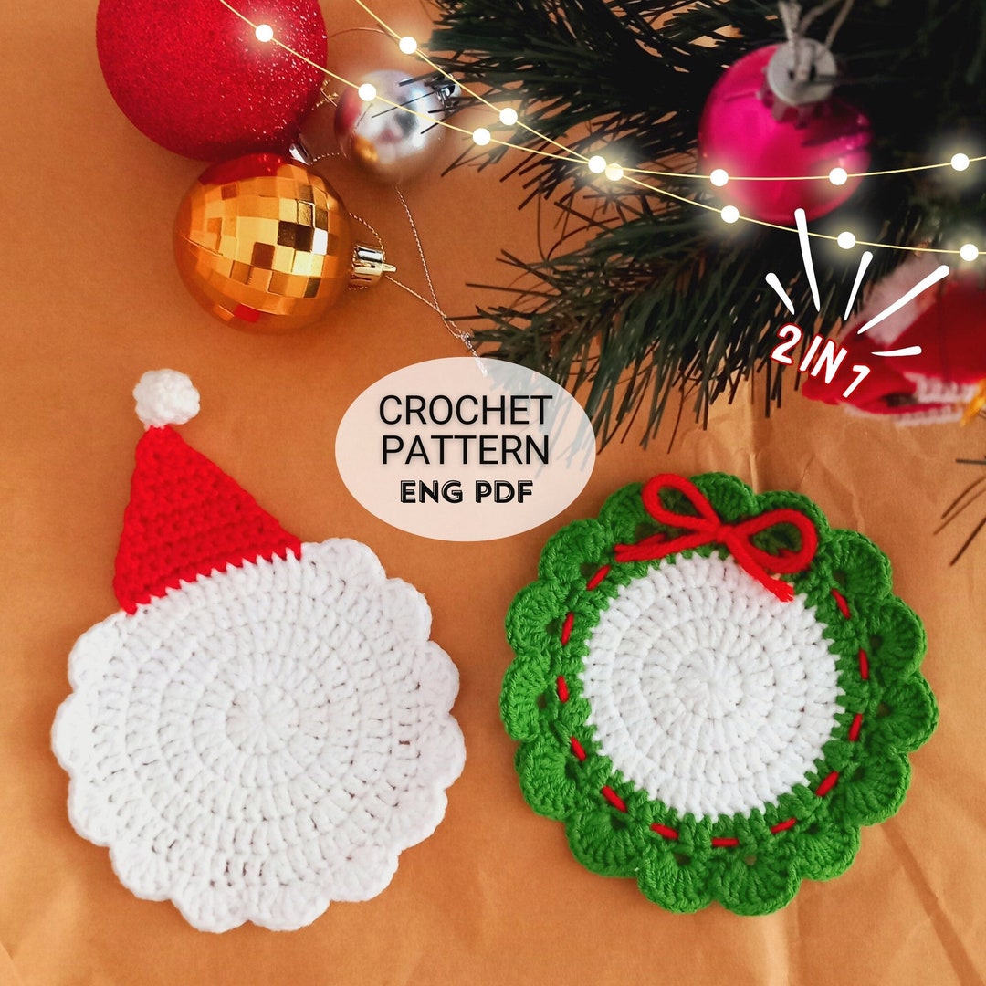 かぎ針編みのコースターパターン 2 in 1 クリスマスコースター | DIY