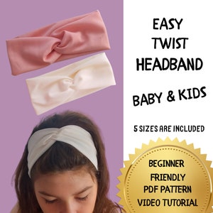 Modello di fascia per capelli FACILE per principianti / Modello di fascia per capelli da cucire per neonati e bambini / Tutorial video / Modelli di fascia per capelli da cucire
