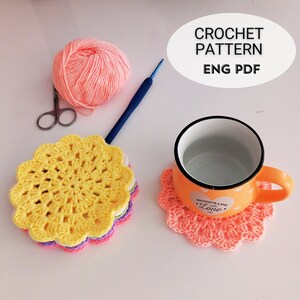 Simple Flower Coaster Crochet Pattern | Easy Tutorial (english PDF ...