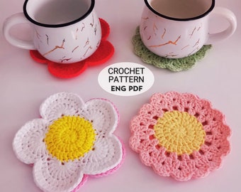 Crochet Flower Coaster Pattern Bundle, Daisy Mug Rug (PDF Download)