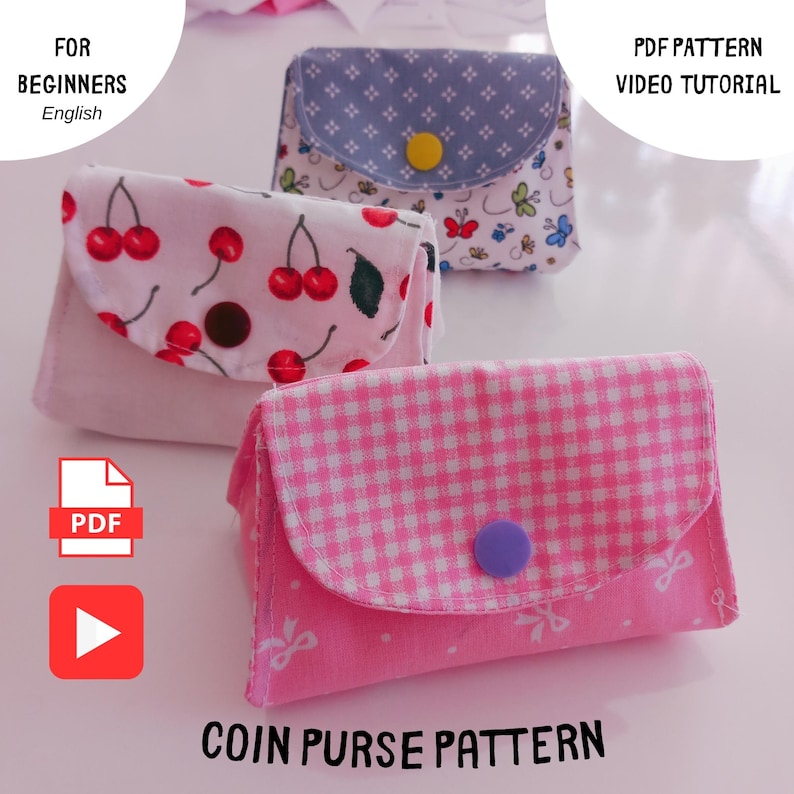 Small Change Purse Pattern Mini Coin Purse Sewing Pattern Easy and Quick : DIY Small Pouch ...