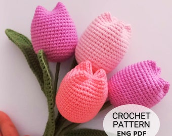 Crochet Tulip Pattern | Crochet Flower English Pattern |  Easy Crochet Pattern&Tutorial | How to Crochet Flower | Easy Handmade Gift Idea