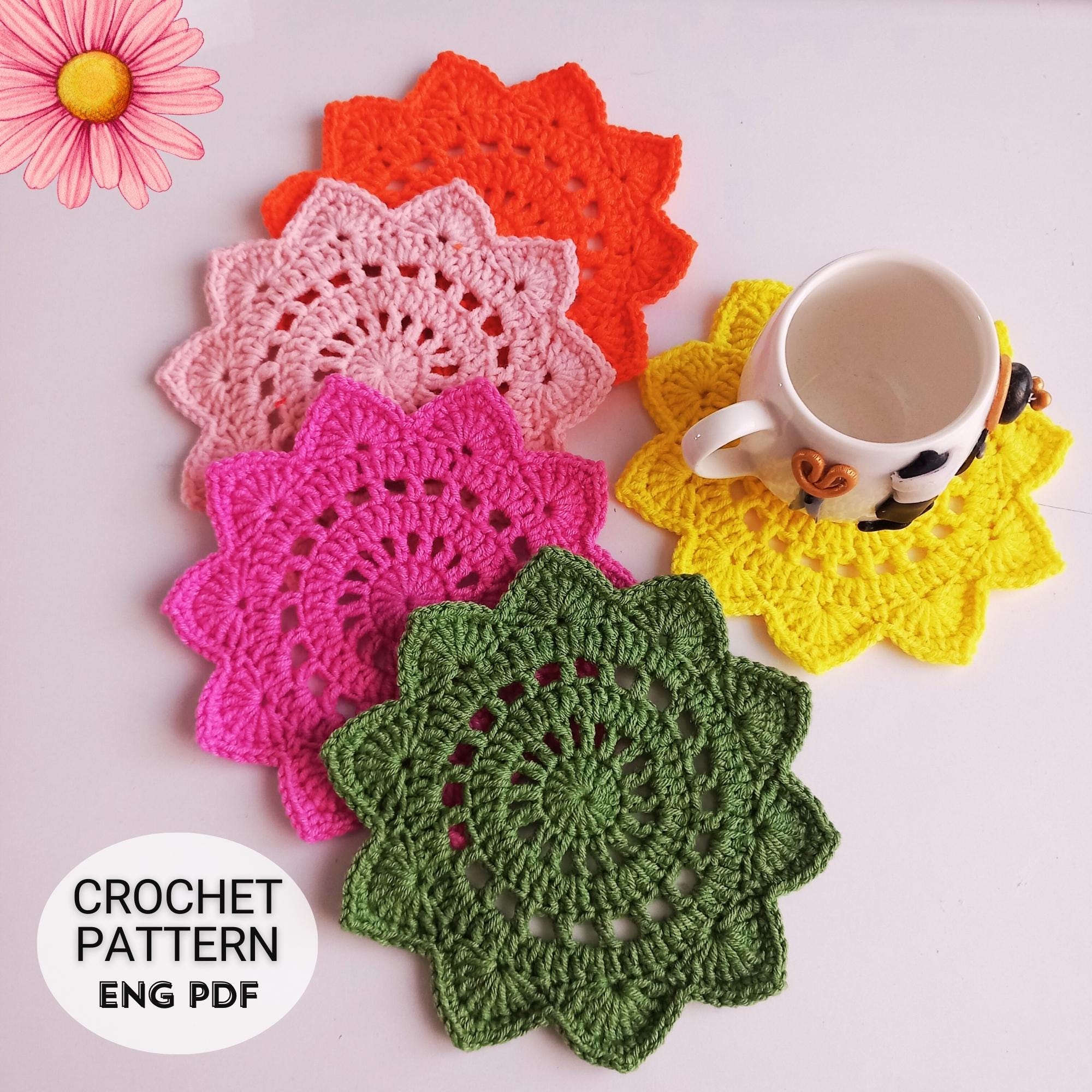 Crochet Flower Coaster Pattern: Easy DIY Tutorial (PDF Download ...