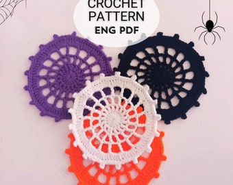 Beginner Spiderweb Coaster Crochet Pattern, Easy Halloween Drink Coaster PDF, DIY Winter Decor Tutorial