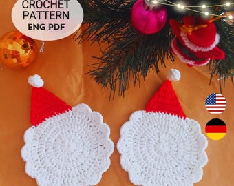 Santa Claus Crochet Coaster Pattern | Christmas Table Decor (PDF Pattern)