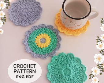 ☺️ Buy Crochet Coasters Pattern | Flower Coaster | DIY Cute Coaster