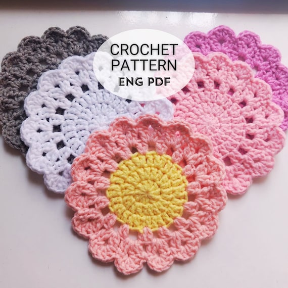 Buy Crochet Coasters Pattern | Flower Coaster | DIY Cute Coaster