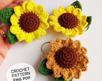 Crochet Sunflower Keychain Pattern: Easy Amigurumi Flower (English PDF Download