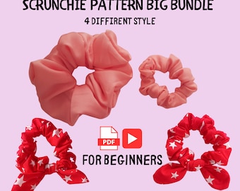 Scrunchie Schnittmuster-Bundle: 4 Schnitte, anfängerfreundlich (PDF-Schnittmuster)